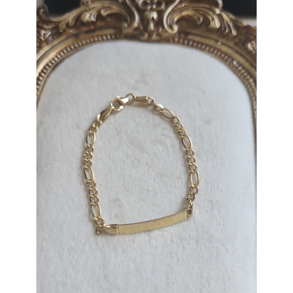 Child Sterling Silver 1/10 10k Gold Plated  ID Bracelet Figaro Link Engraveable